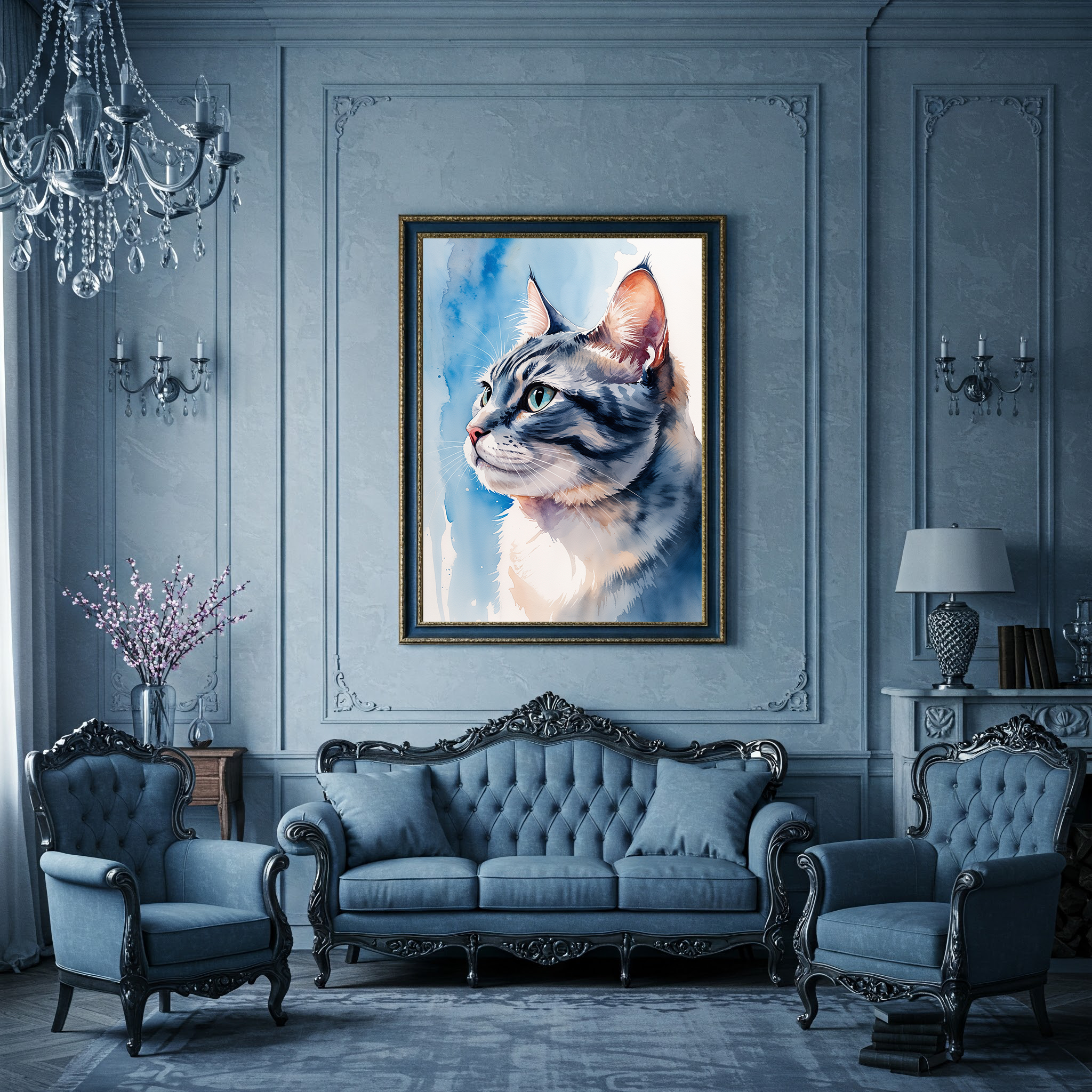 Watercolor American Shorthair Cat Art Print | Digital Download