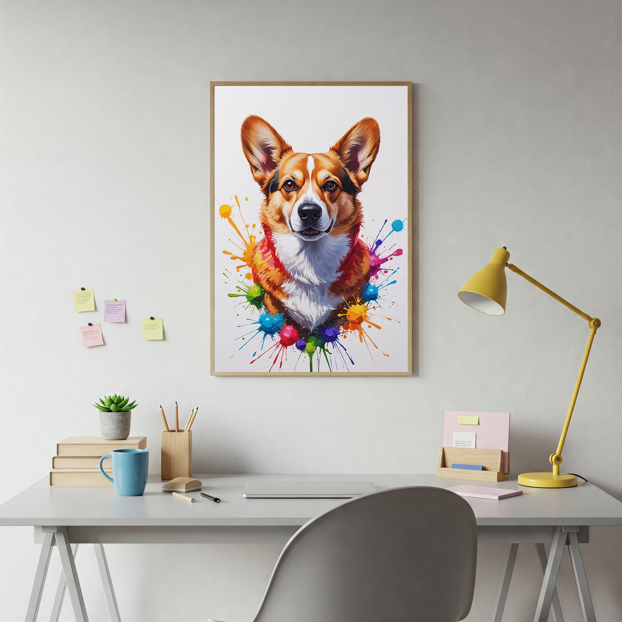 Colorful digital art of a Corgi by Reflectionare featuring vibrant, playful hues and a whimsical style.
