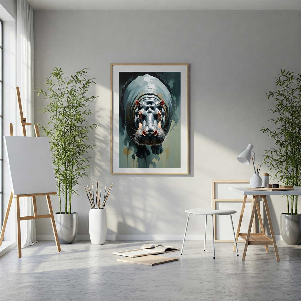 Abstract Hippopotamus Art Print | Digital Download