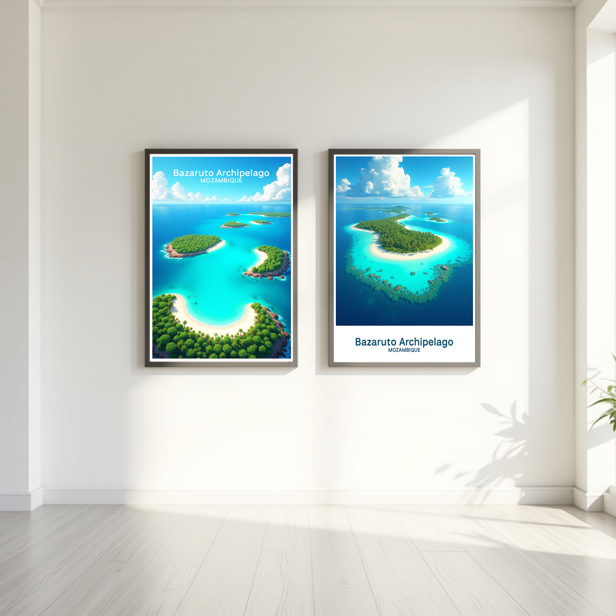 Digital art of the Bazaruto Archipelago by Reflectionare, showcasing vibrant island scenery and turquoise waters.