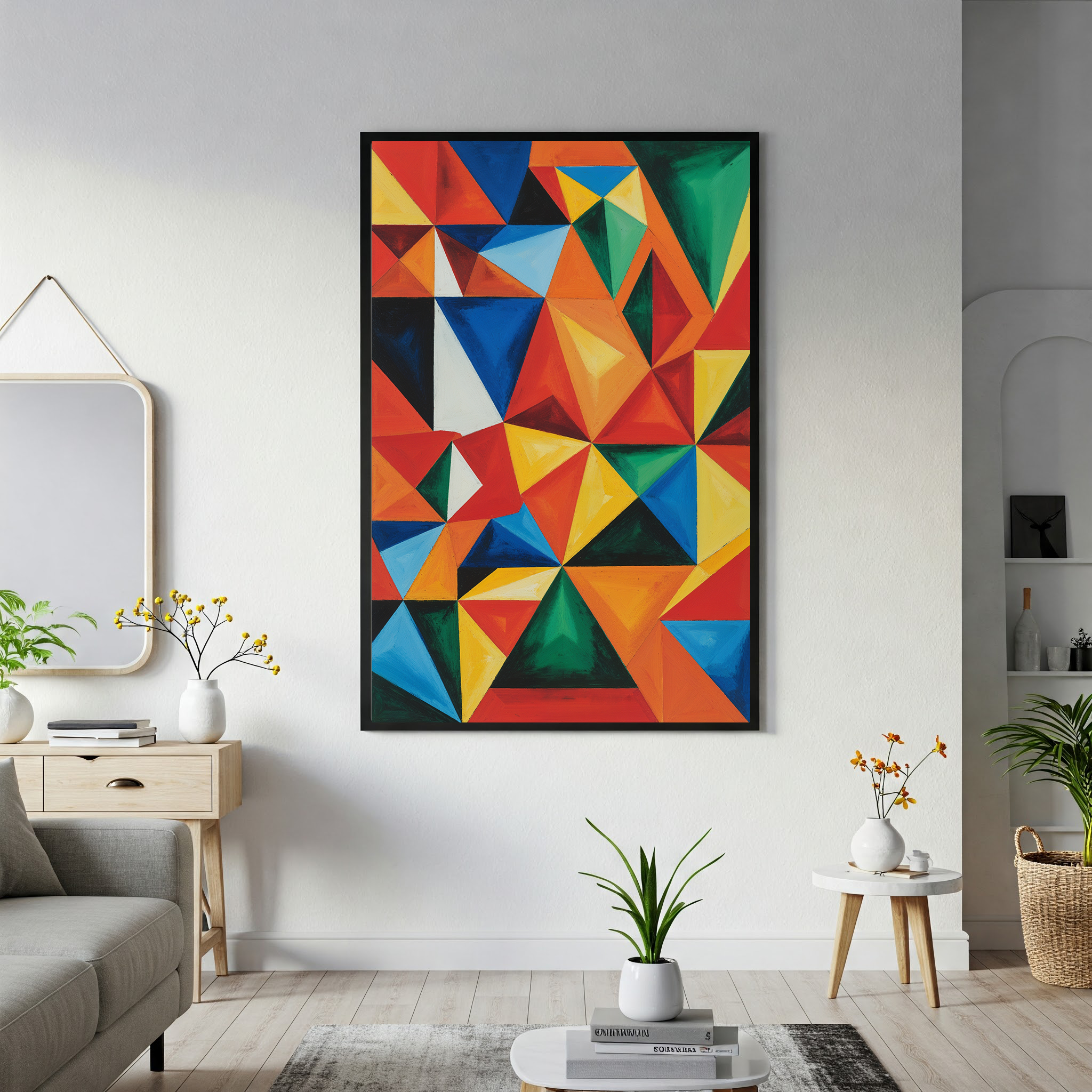 Abstract Geometric Triangle Art Print | Colorful Modern Decor
