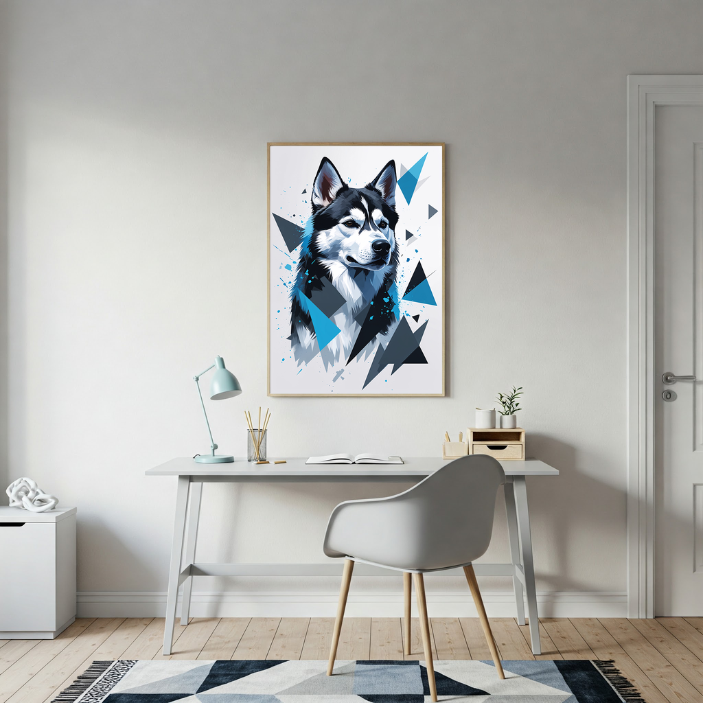 Geometric Husky Art Print - Digital Download