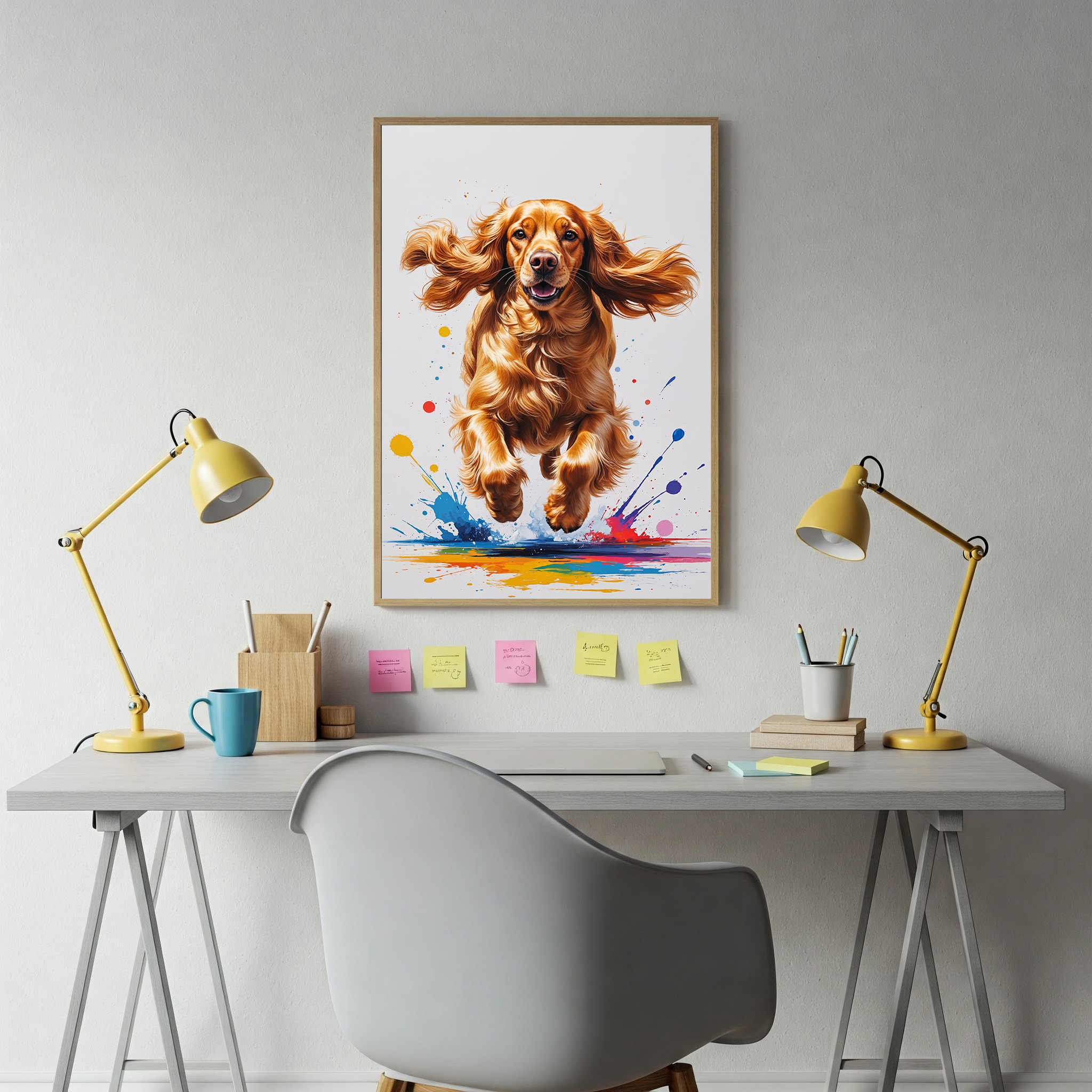 Colorful Cocker Spaniel digital art by Reflectionare showing vibrant, abstract dog illustration with bright, lively colors.