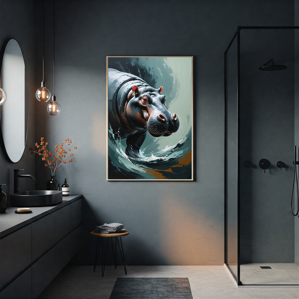 Abstract Hippopotamus II Art Print | Digital Download