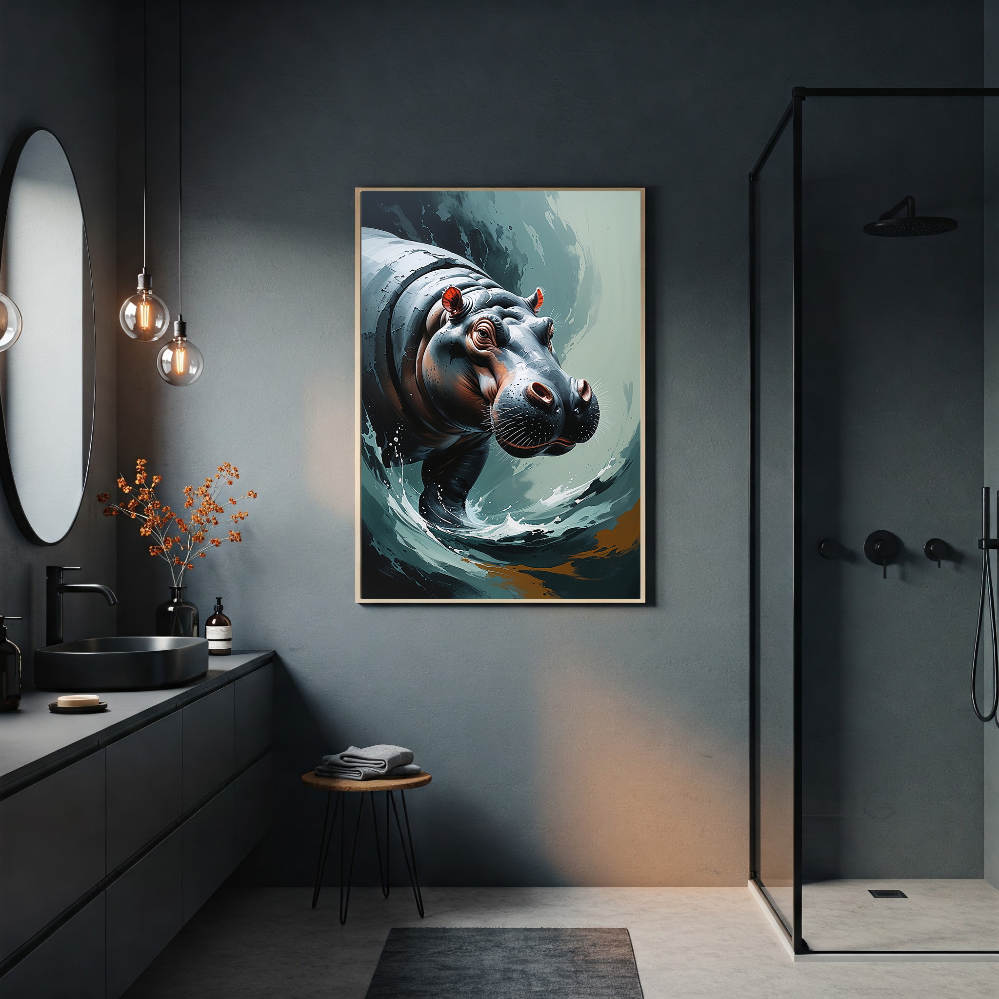 Abstract Hippopotamus II Art Print | Digital Download