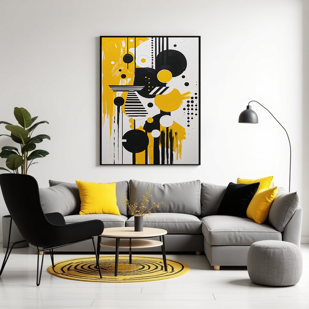 Abstract Harmony Gold & Black Art Print | Digital Download