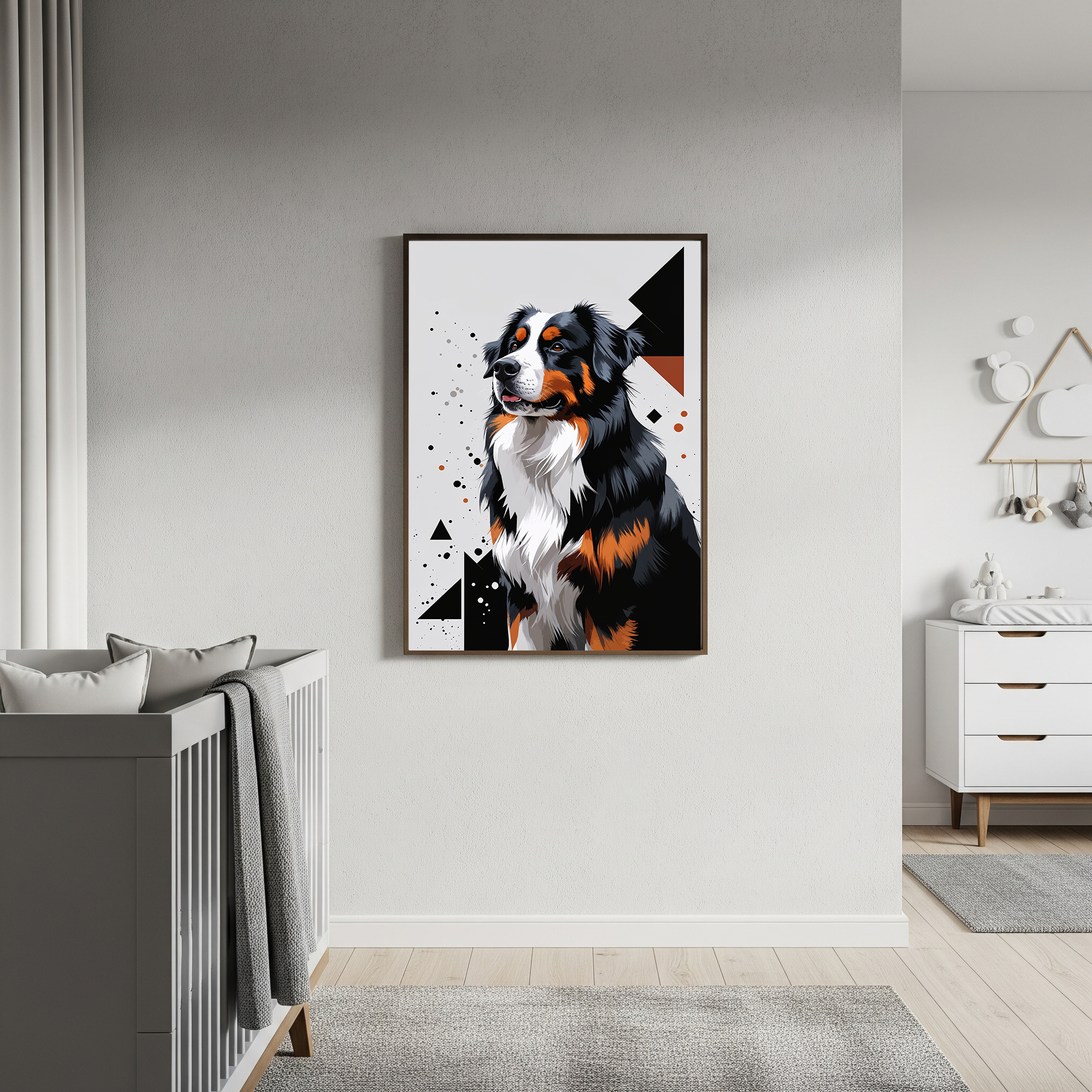 Geometric Bernese Mountain Dog Art Print - Digital Download
