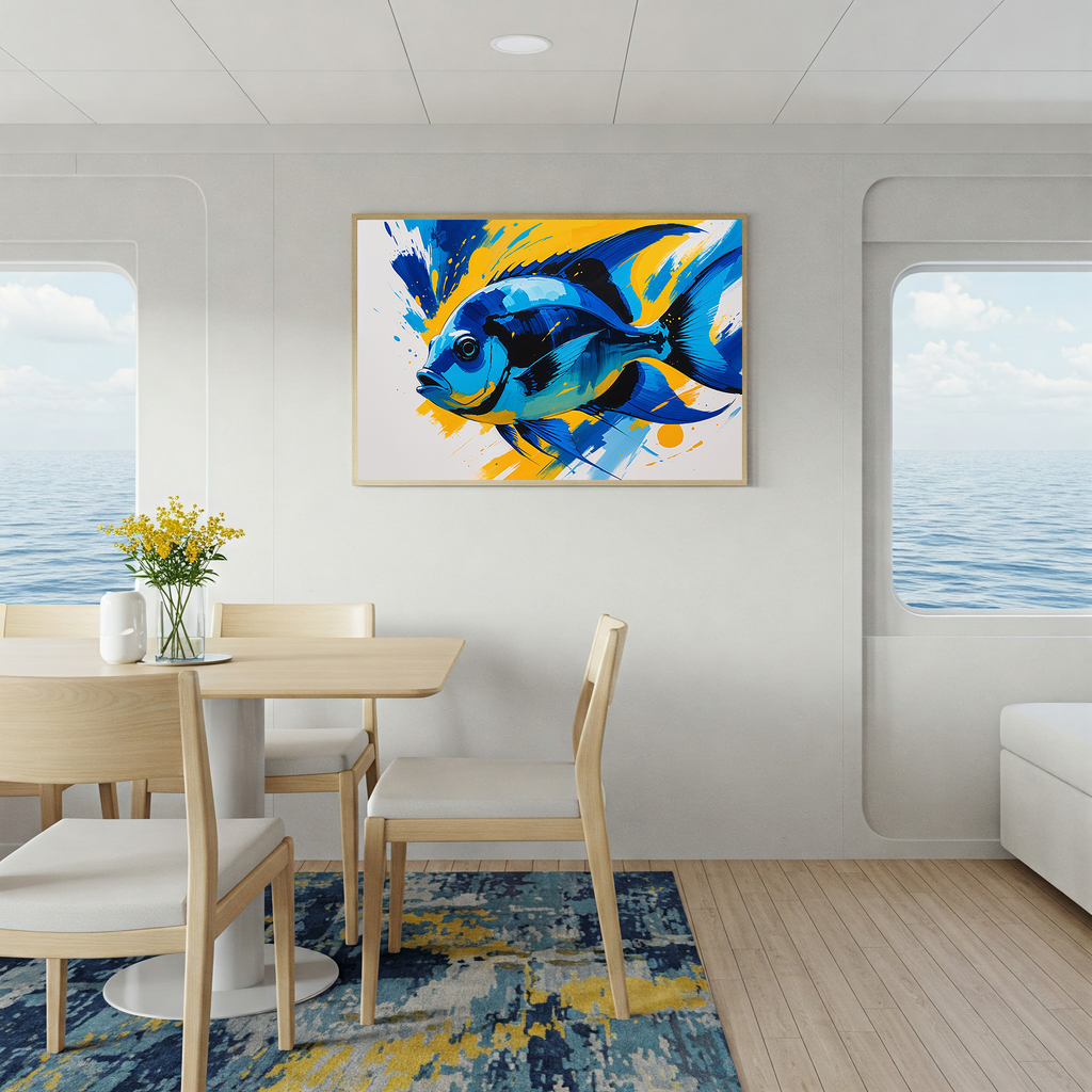 Abstract Blue Fish Poster | Digital Download
