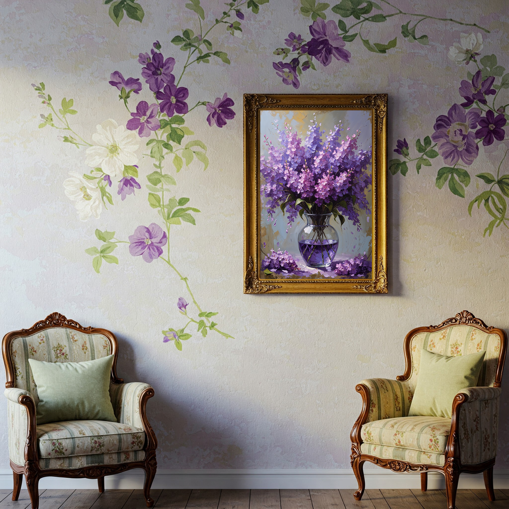 Vintage Lilac Bloom Wall Art Print | Impressionist Floral Decor
