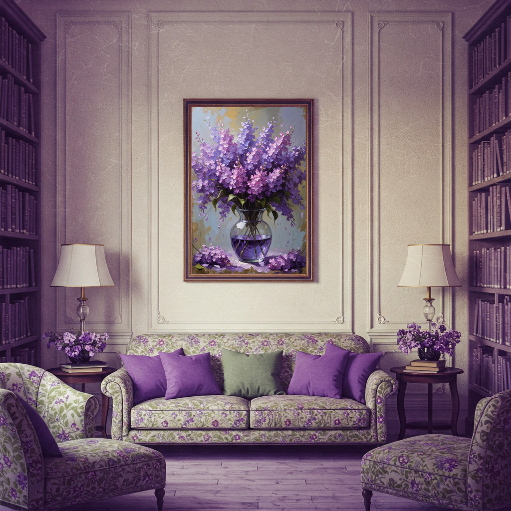 Vintage Lilac Bloom Wall Art Print | Impressionist Floral Decor
