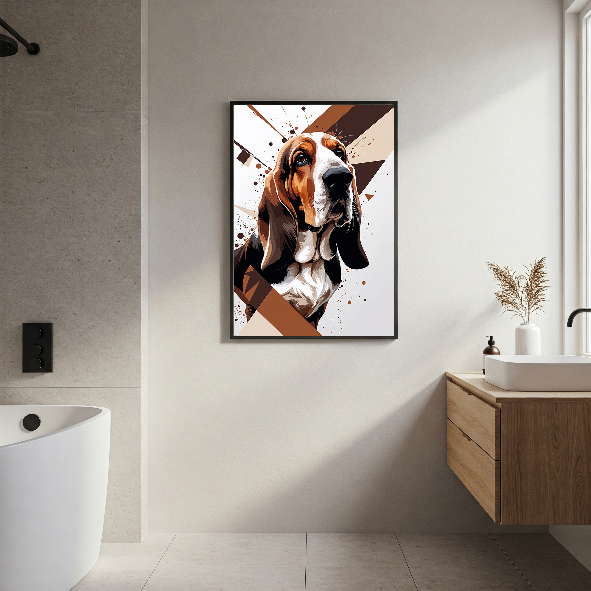 Geometric Basset Hound Art Print - Digital Download