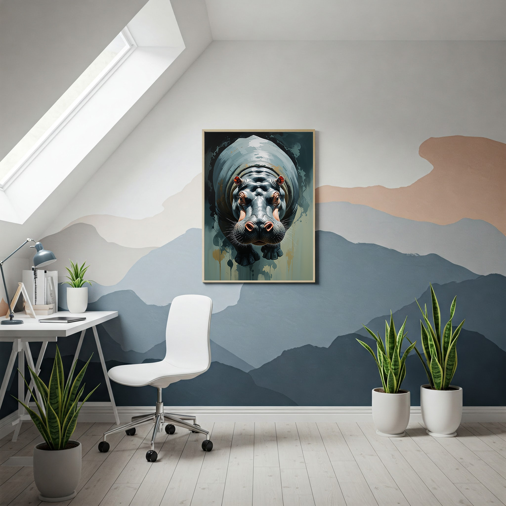 Abstract Hippopotamus Art Print | Digital Download