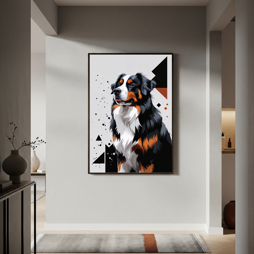 Geometric Bernese Mountain Dog Art Print - Digital Download