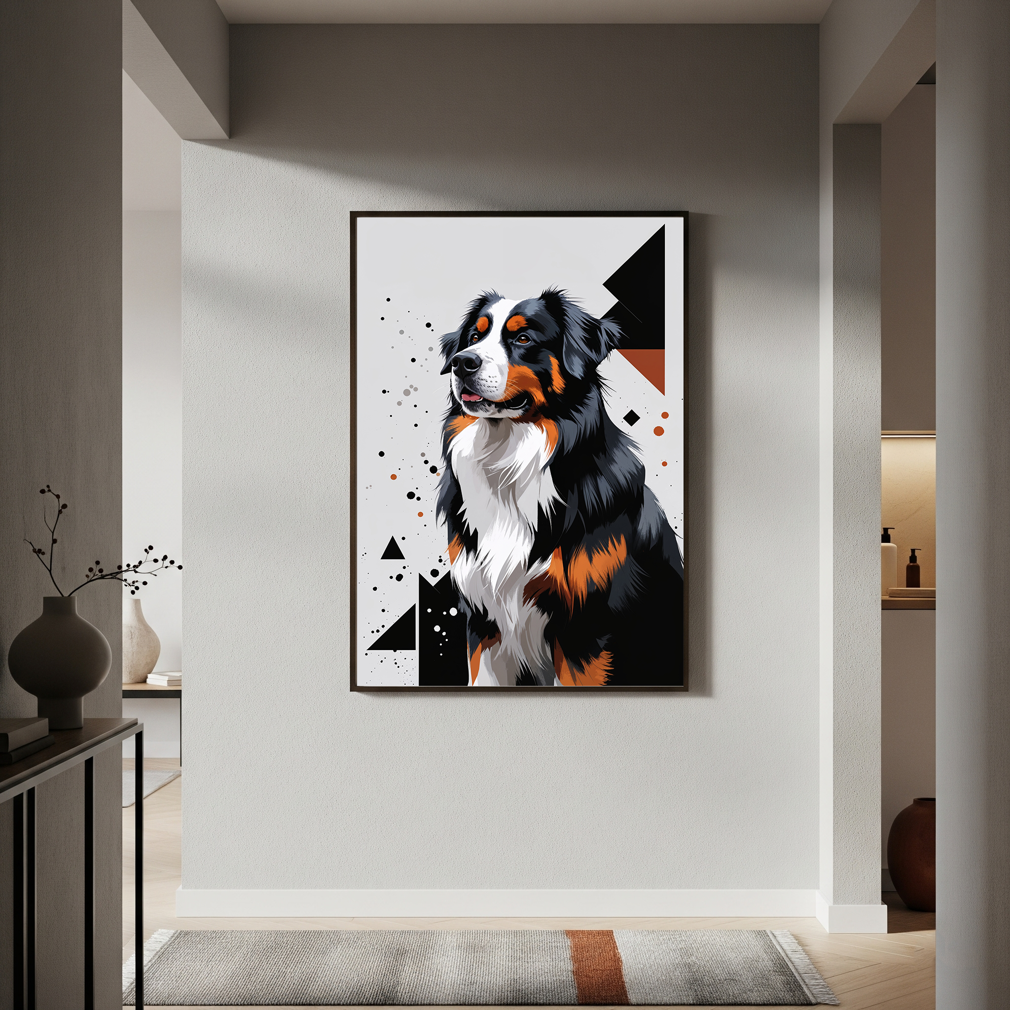 Geometric Bernese Mountain Dog Art Print - Digital Download