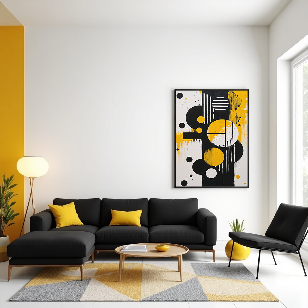 Abstract Harmony in Gold & Black II Art Print | Digital Download