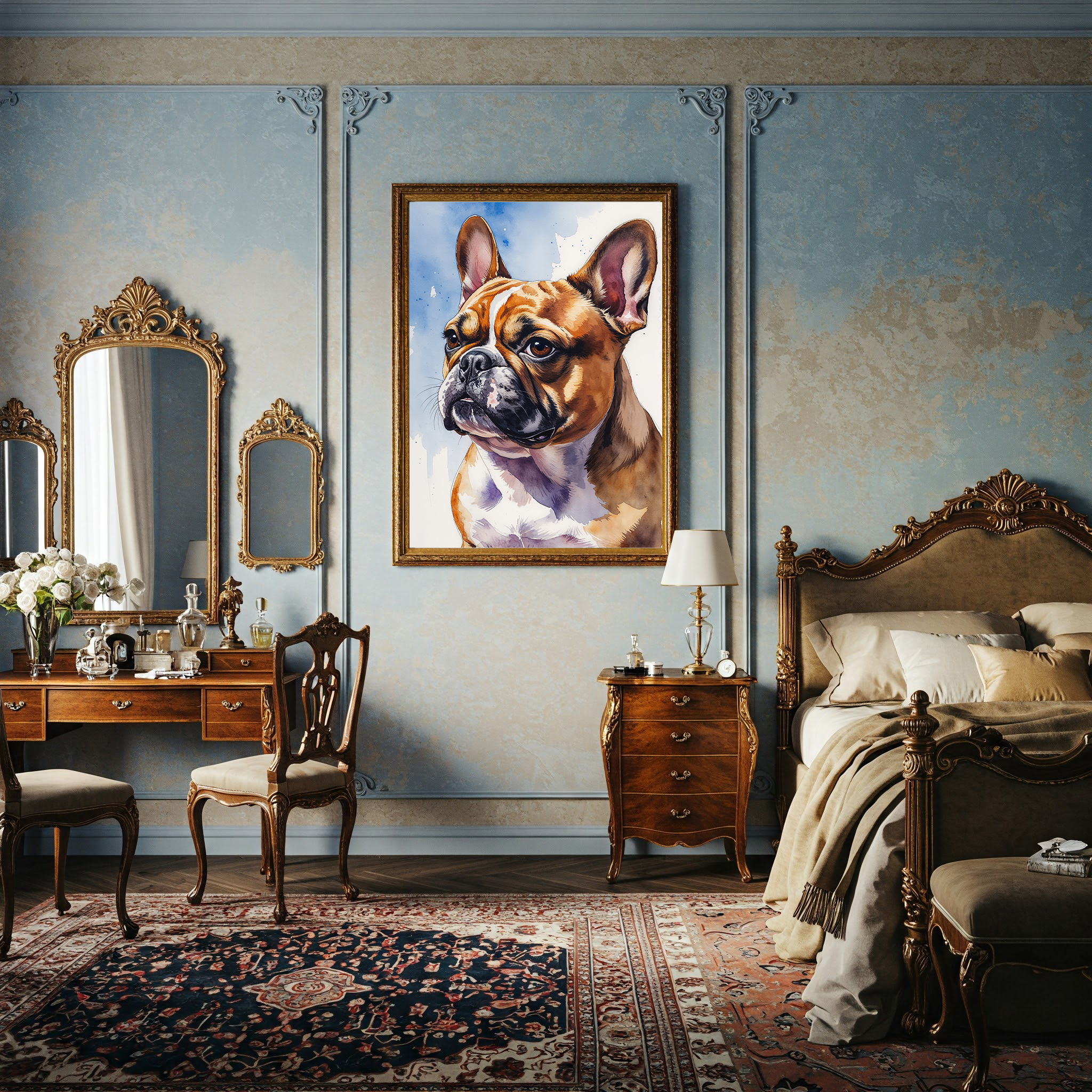 Watercolor French Bulldog Art Print | Digital Download