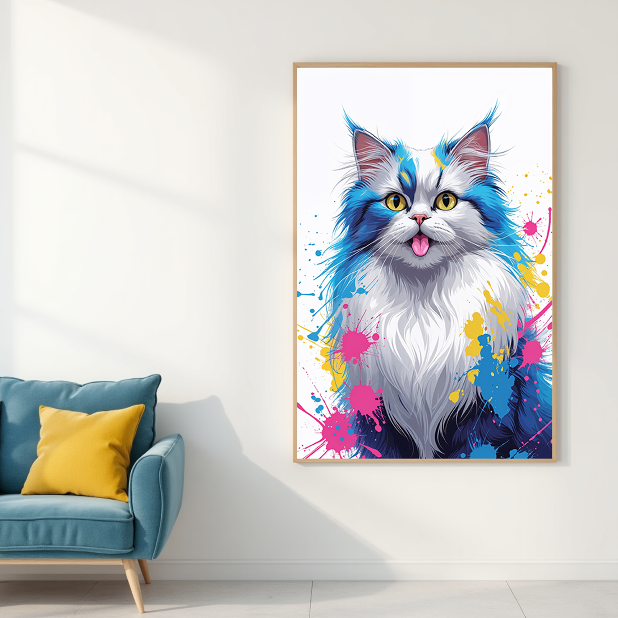 Color Cat digital art by Reflectionare featuring a vibrant, colorful feline illustration on a white background.