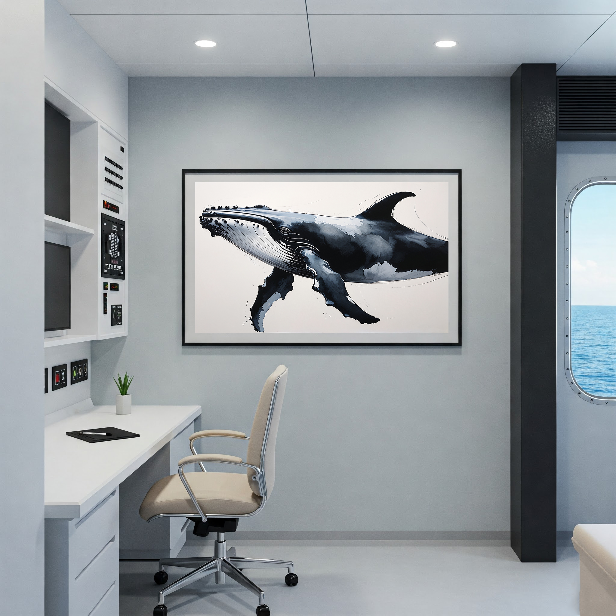 Abstract Blue Whale II Art Print | Digital Download