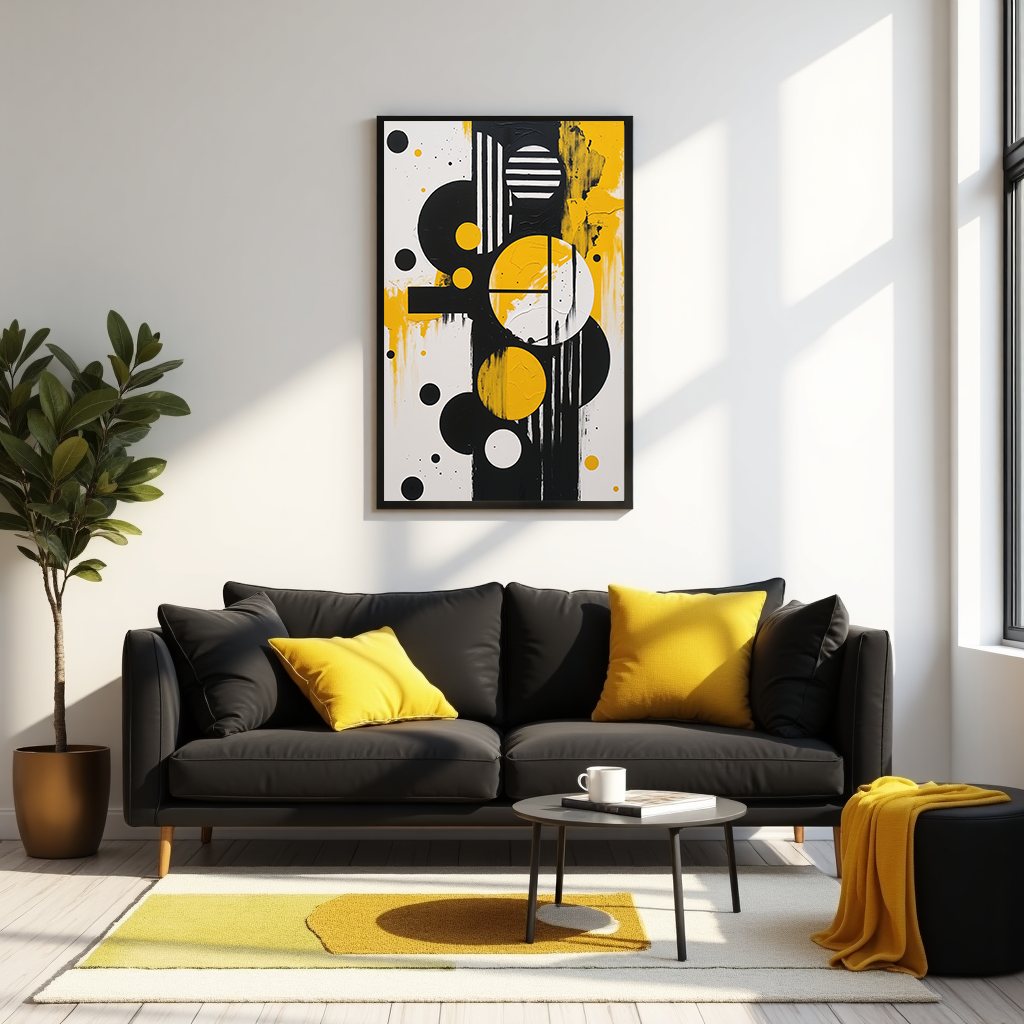 Abstract Harmony in Gold & Black II Art Print | Digital Download