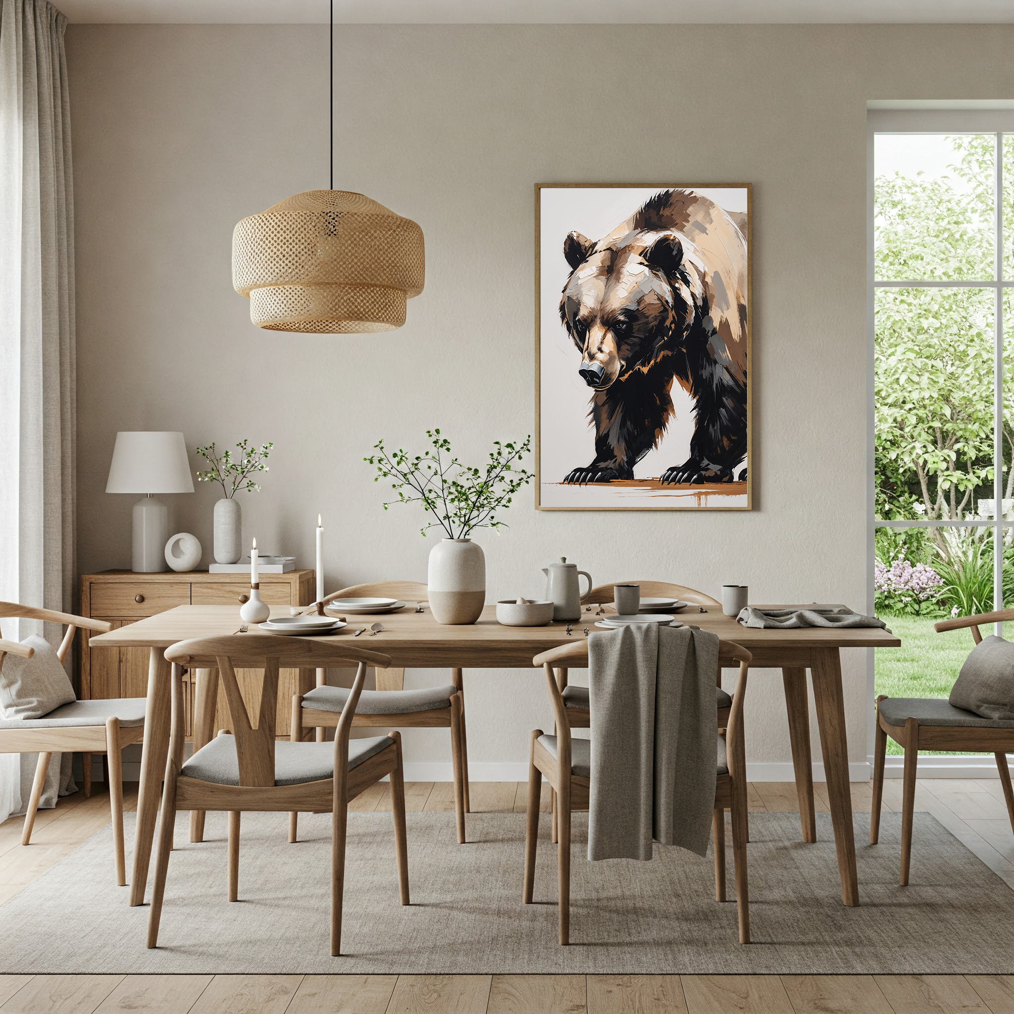 Abstract Bear II digital art print by Reflectionare featuring modern wildlife wall decor in vibrant colors and geometric design.