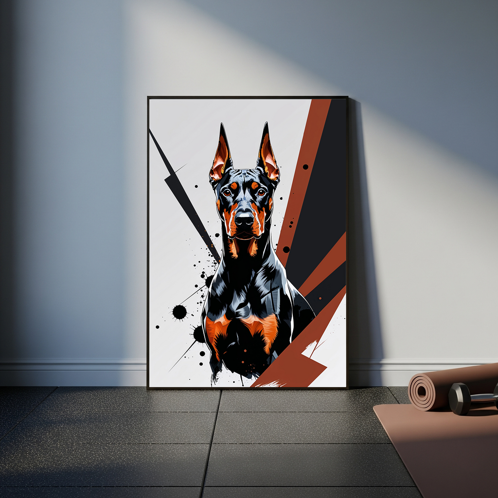Geometric Doberman Art Print - Digital Download
