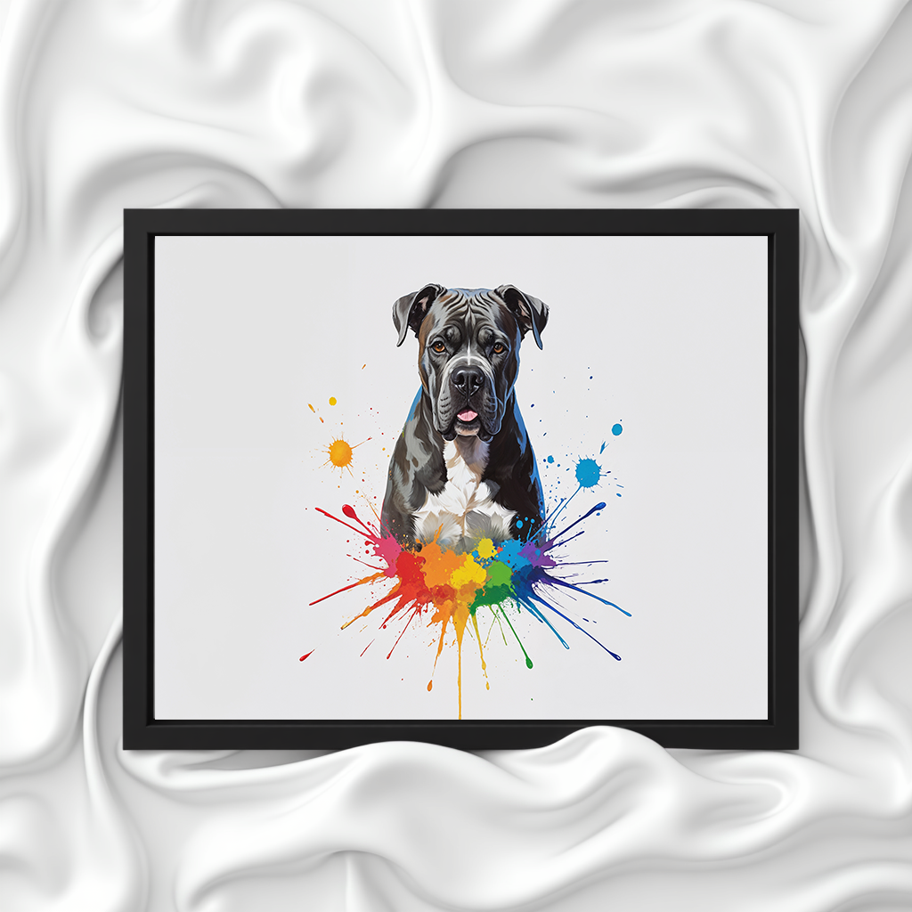 Colorful Cane Corso digital art by Reflectionare depicting a vibrant, expressive dog portrait with bold, colorful brushstrokes.