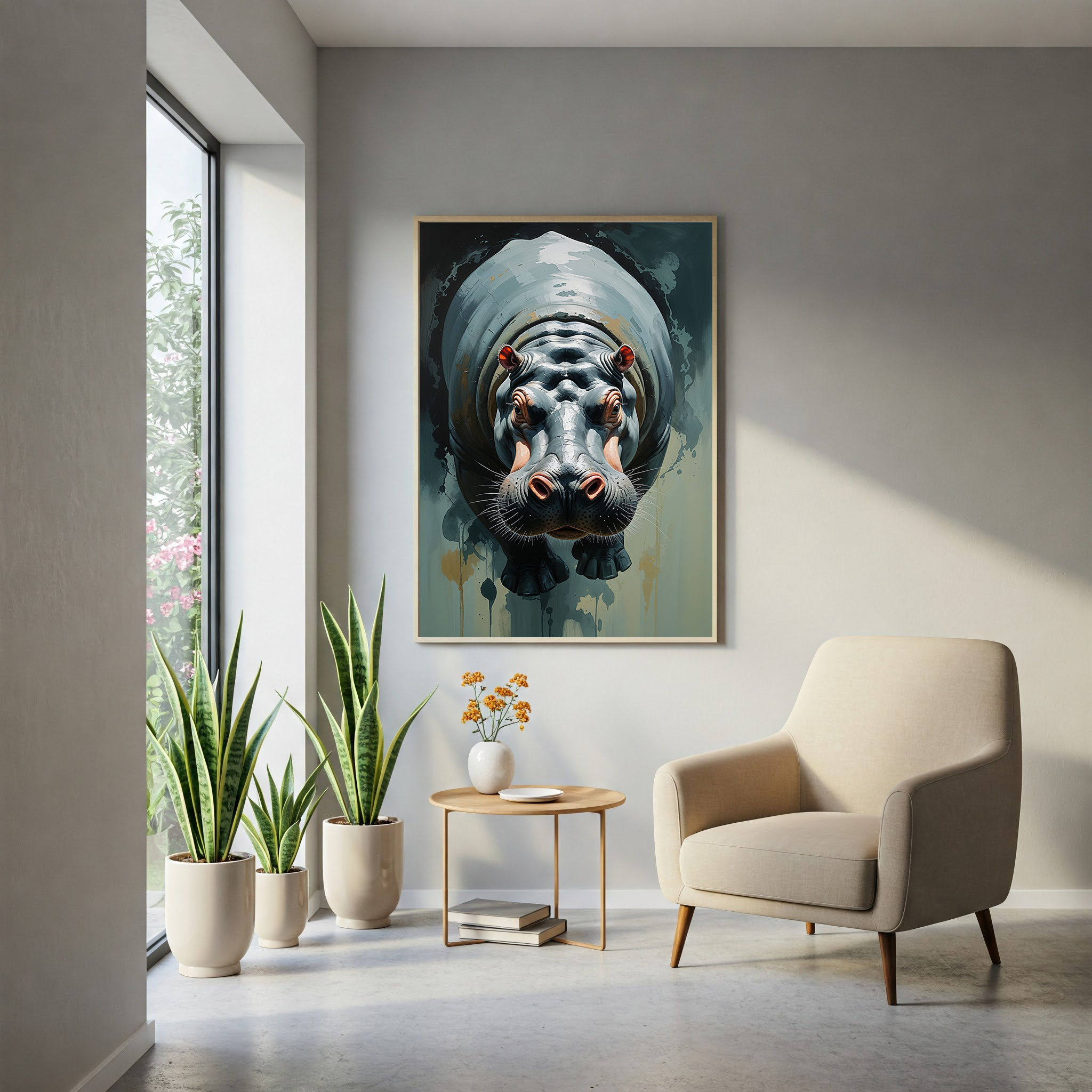 Abstract Hippopotamus Art Print | Digital Download