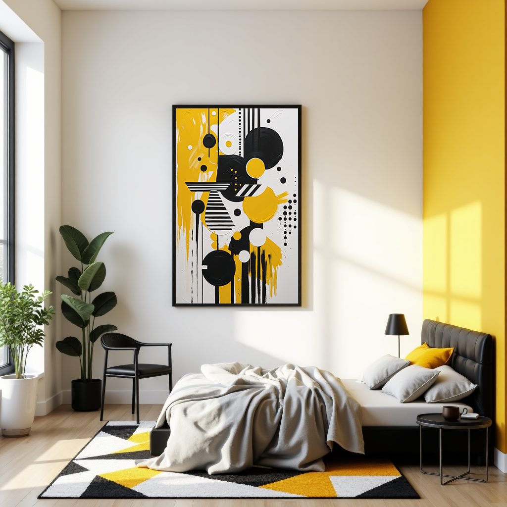 Abstract Harmony Gold & Black Art Print | Digital Download