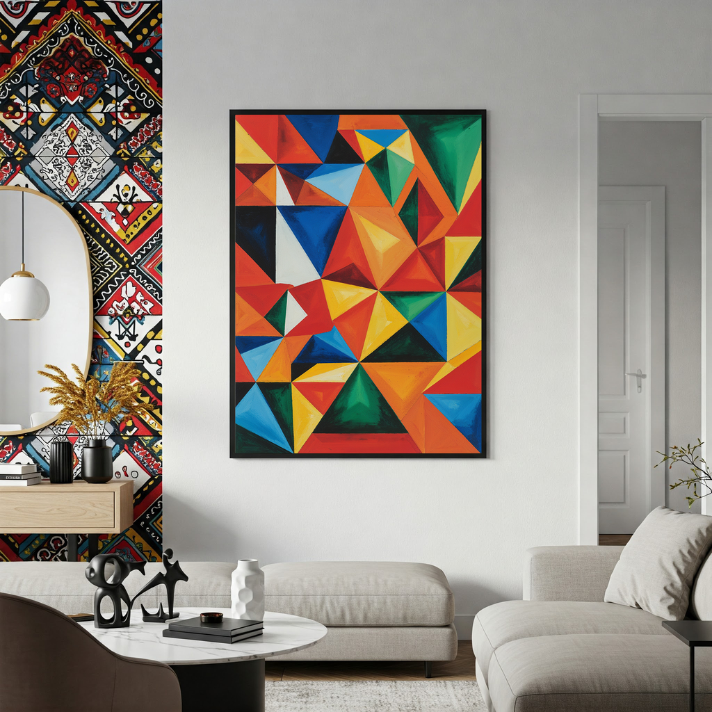 Abstract Geometric Triangle Art Print | Colorful Modern Decor