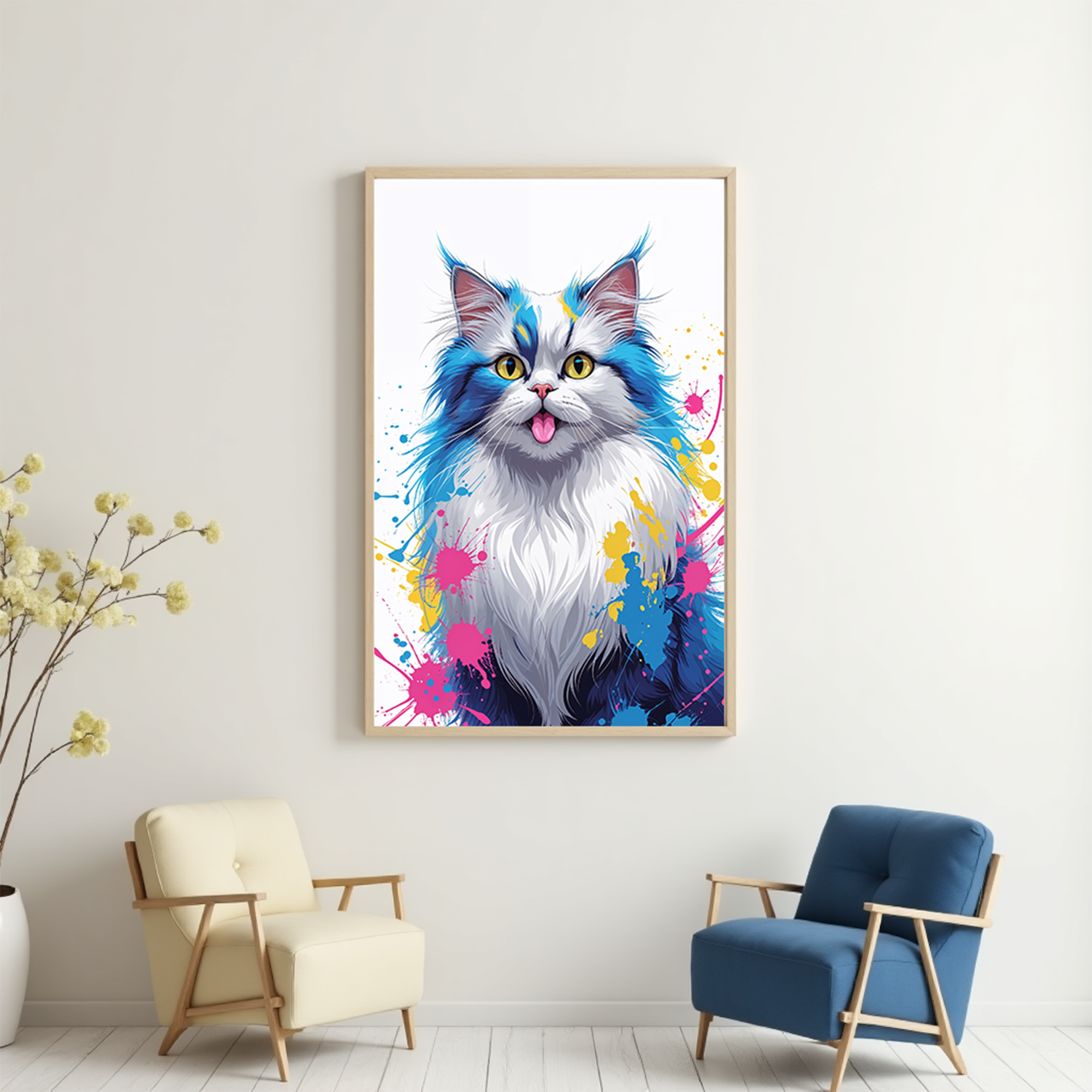 Color Cat digital art by Reflectionare featuring vibrant, abstract feline artwork with bold colors and creative design.