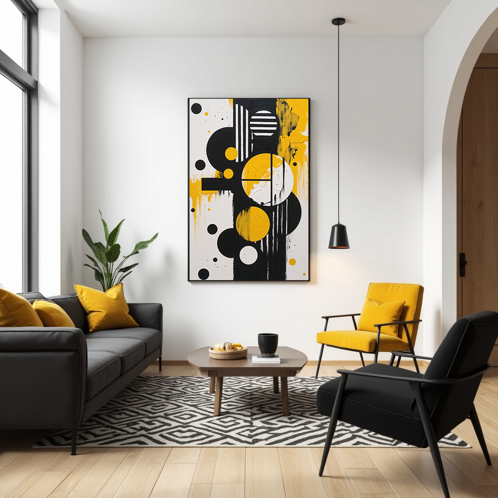 Abstract Harmony in Gold & Black II Art Print | Digital Download