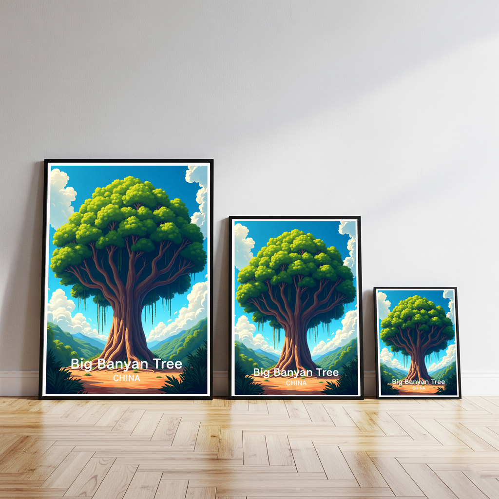 Digital art of a large banyan tree with intricate branches and lush foliage, created by Reflectionare.