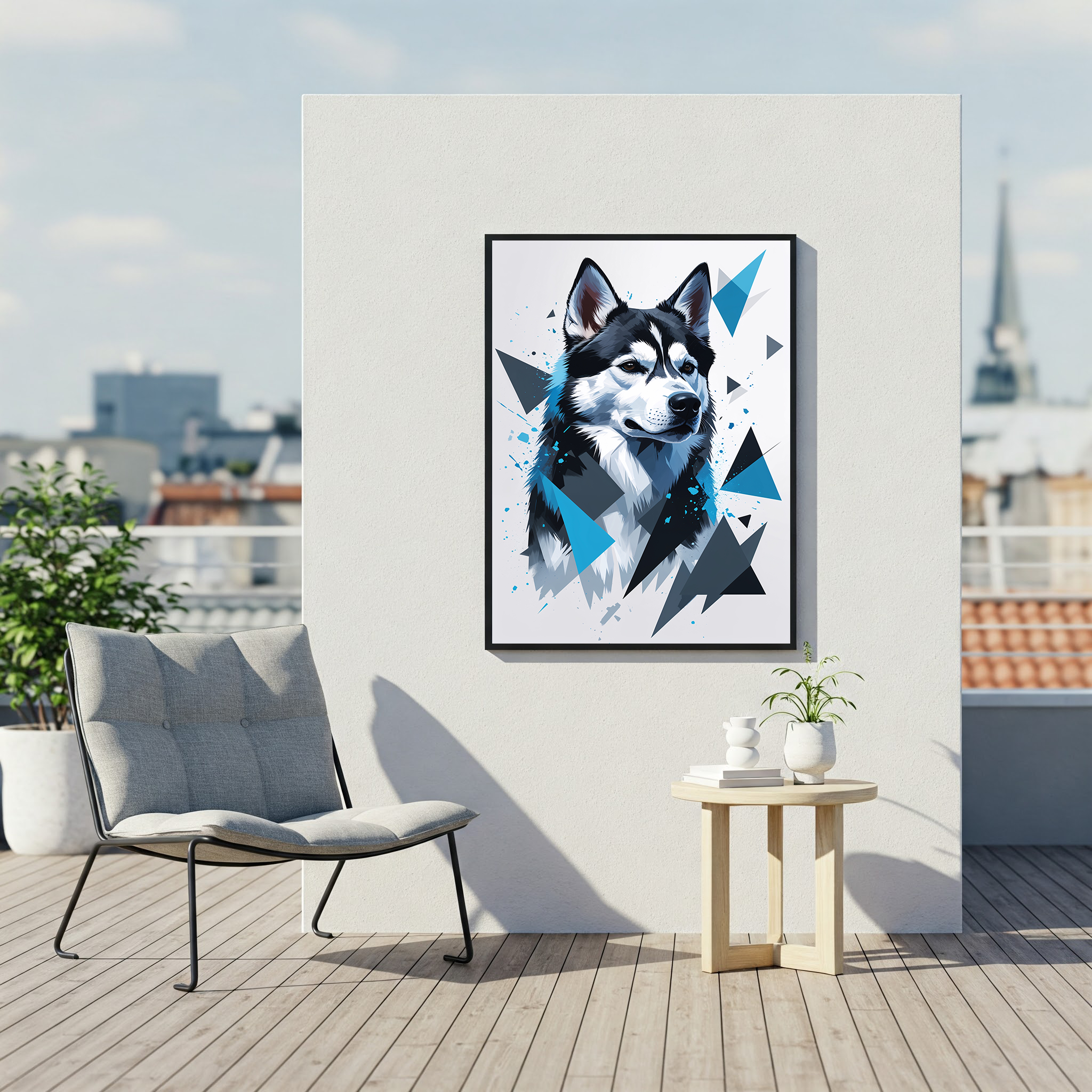 Geometric Husky Art Print - Digital Download