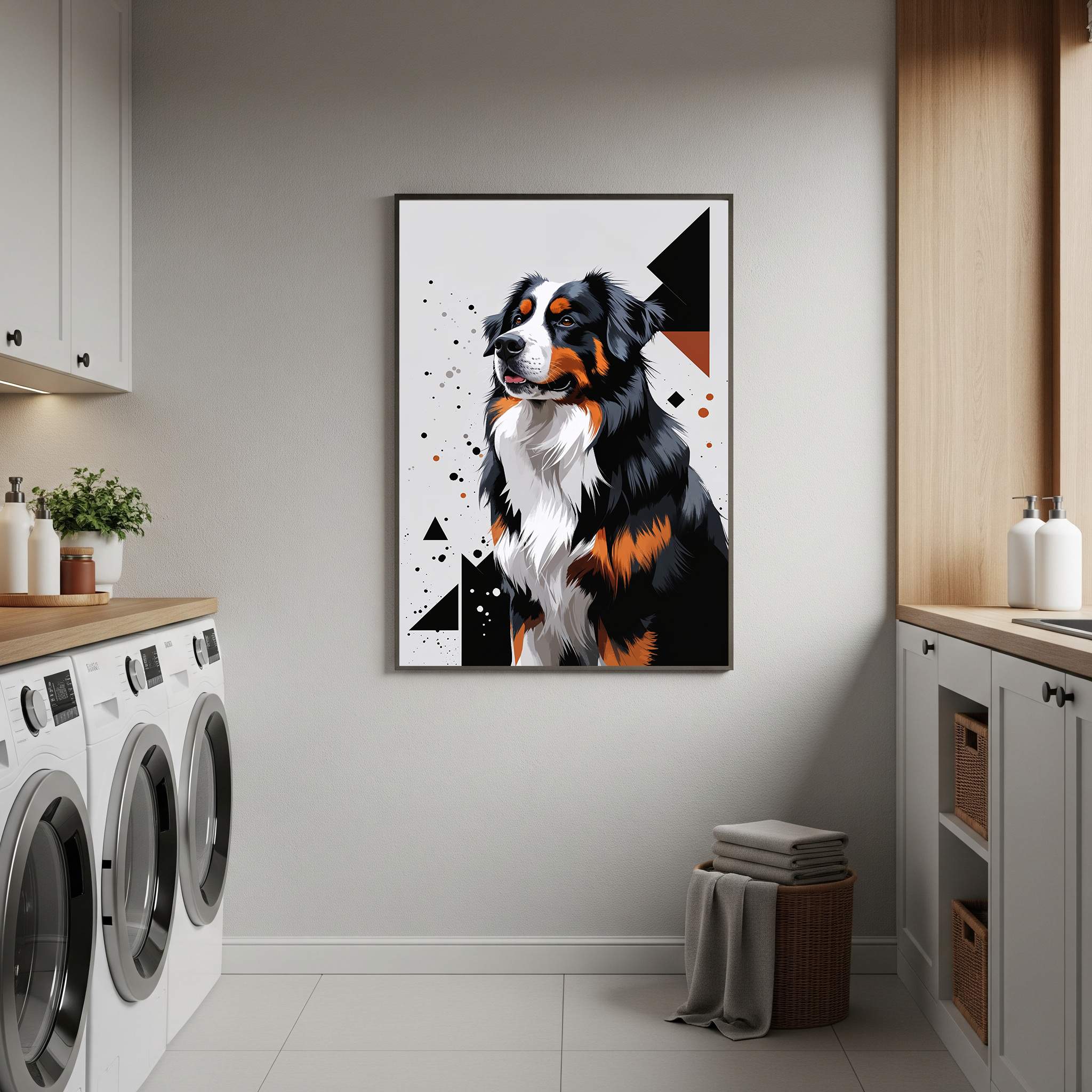 Geometric Bernese Mountain Dog Art Print - Digital Download