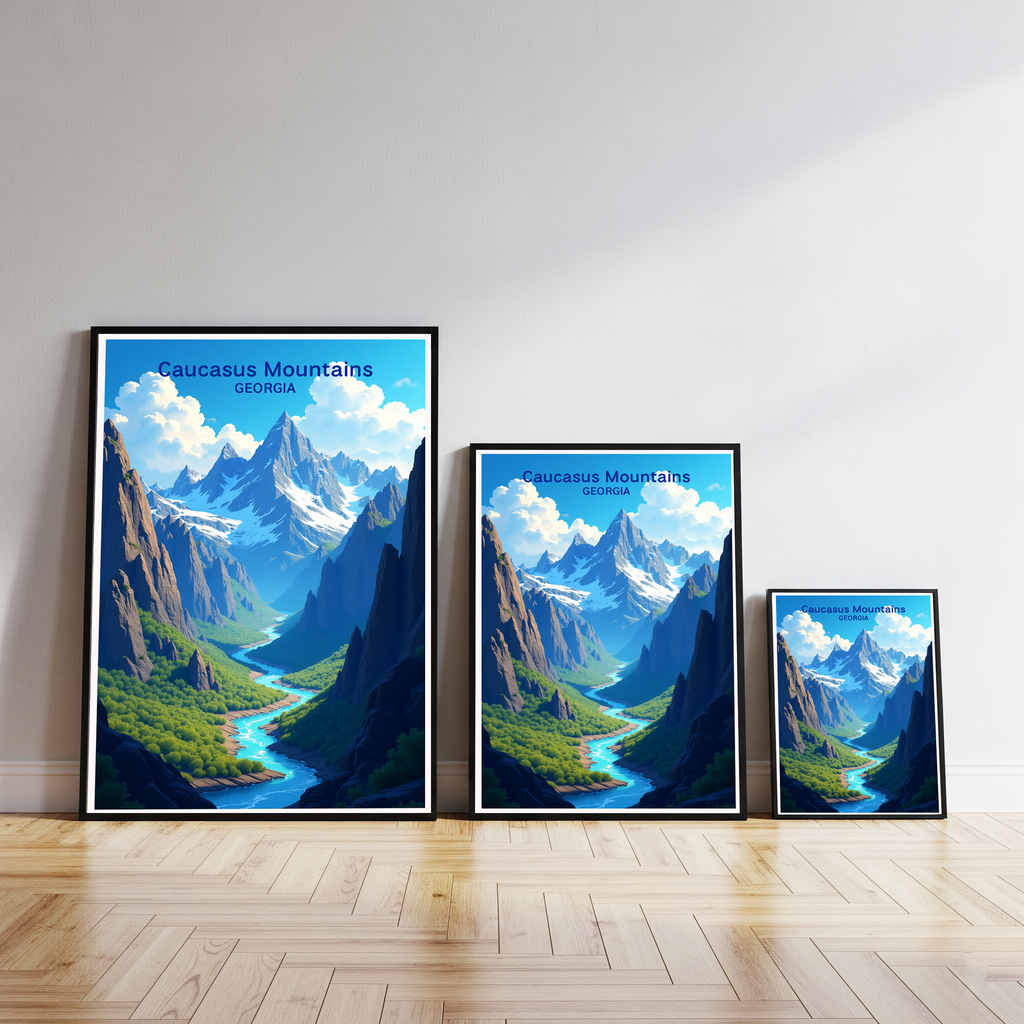 Digital art of the Caucasus Mountains by Reflectionare, showcasing rugged peaks and scenic mountain landscape.