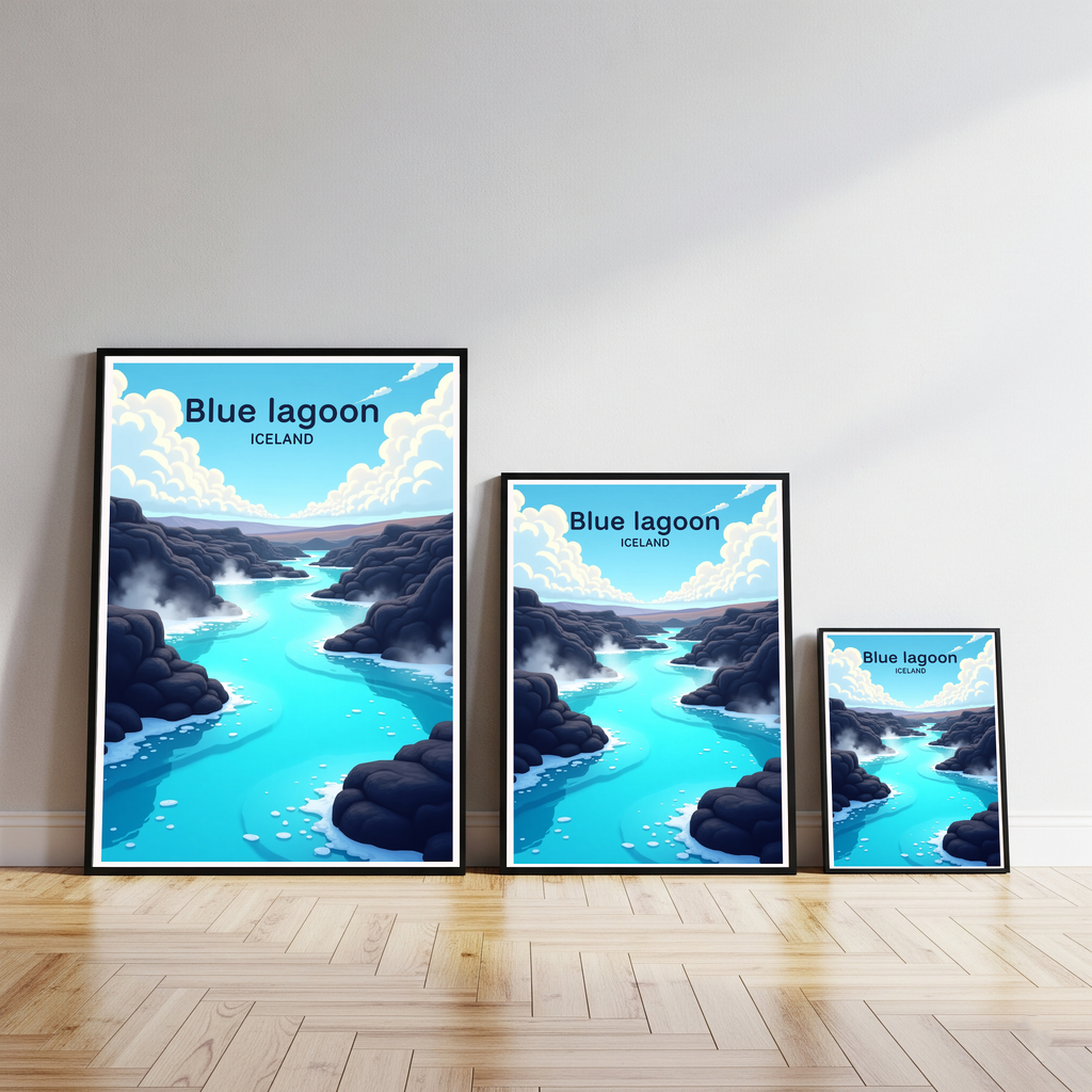Digital art of a blue lagoon scene by Reflectionare, featuring vibrant blue waters and lush natural surroundings.