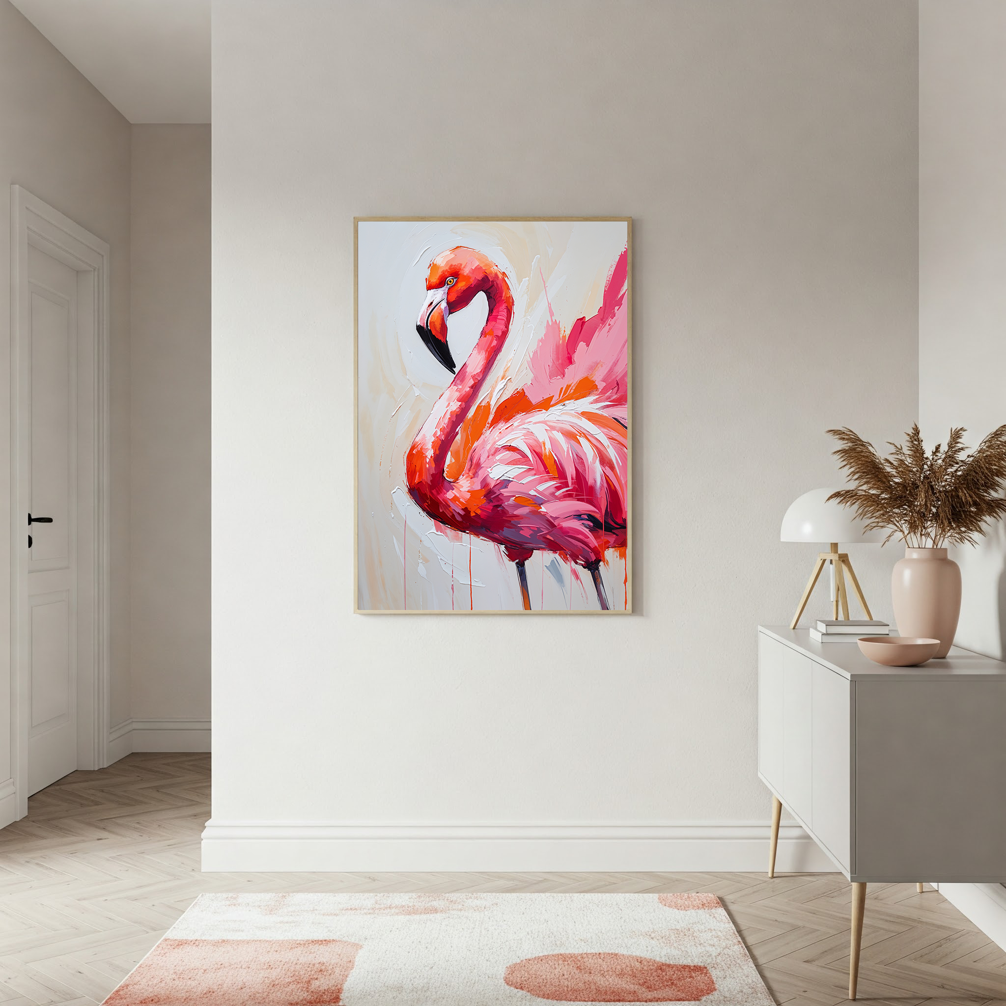 Abstract Flamingo Wall Art II | Digital Download