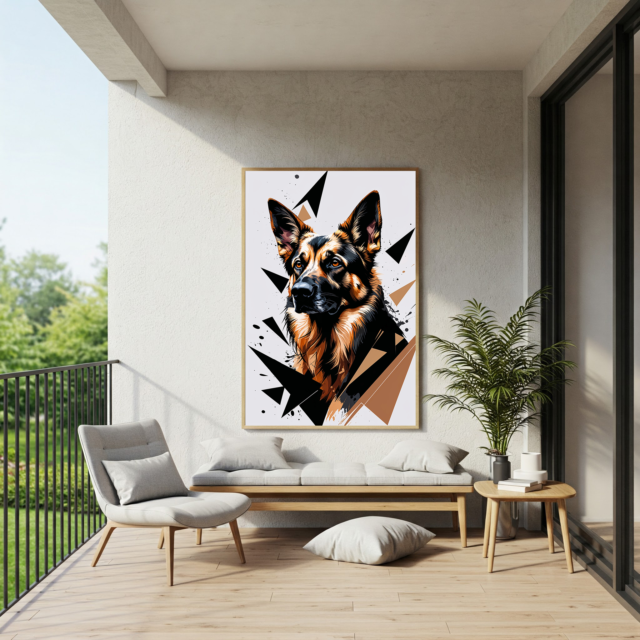 Geometric German Shepherd Art Print - Digital Download