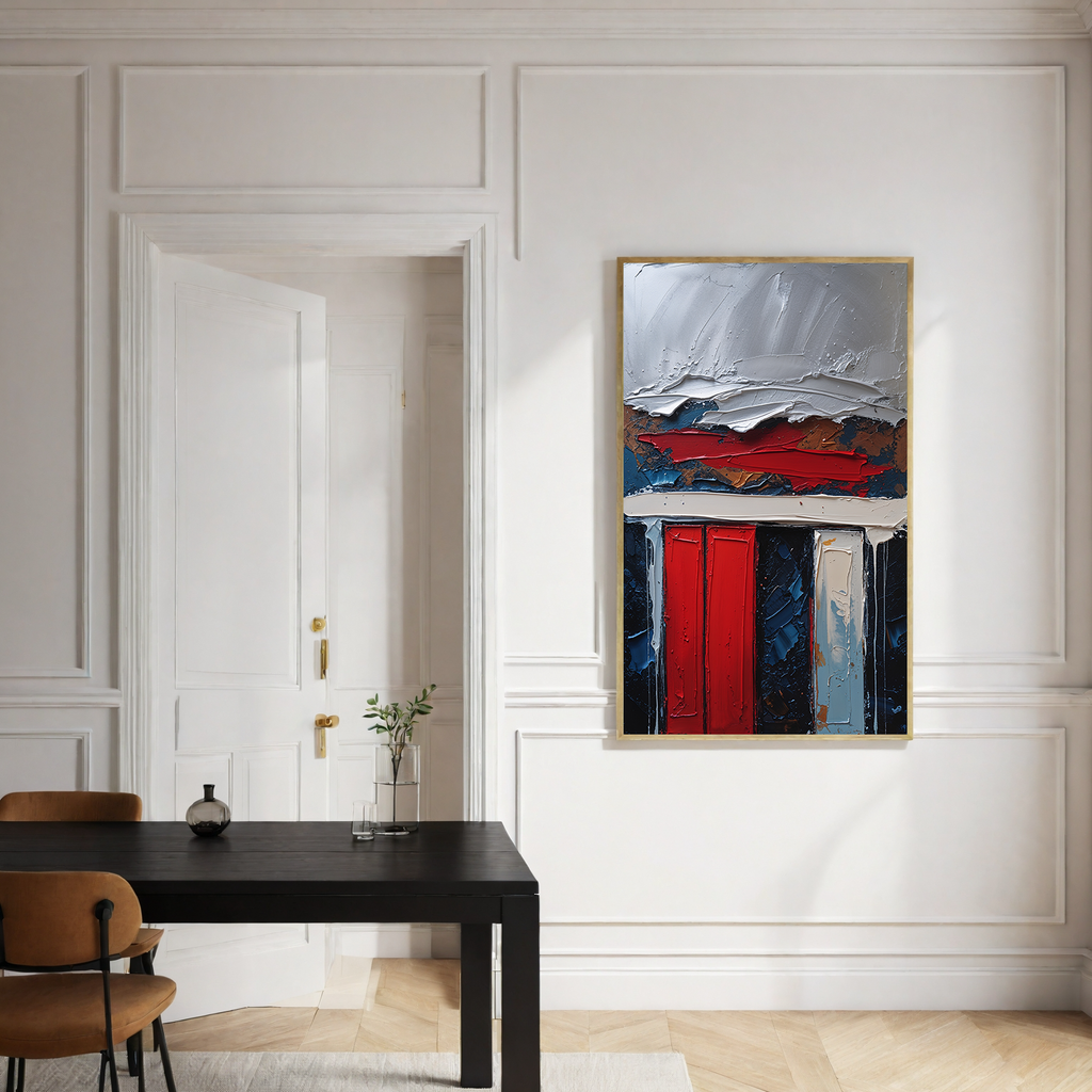 Digital abstract impasto oil painting print by Reflectionare featuring modern textured geometric art with vibrant colors and bold shapes.