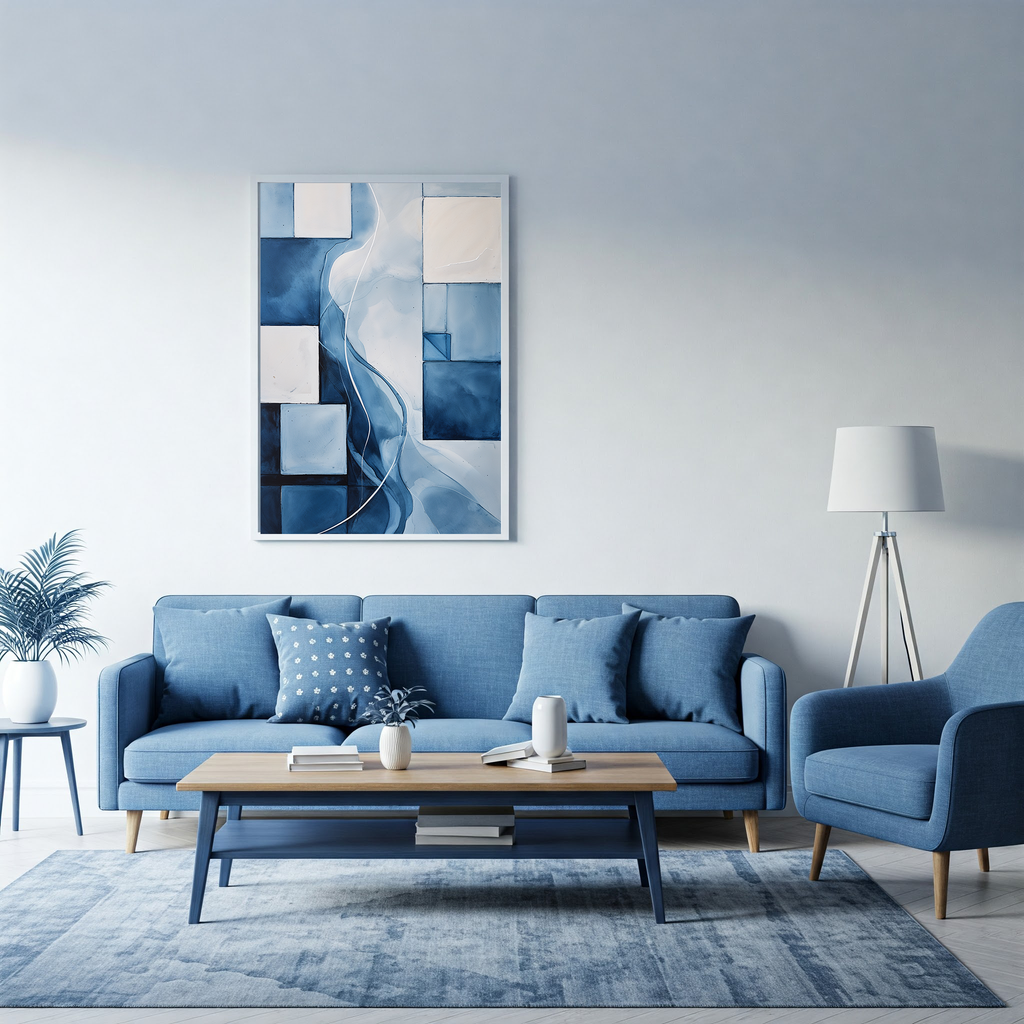 Abstract Blue Current digital art by Reflectionare featuring vibrant blue and dynamic flowing patterns on a dark background.