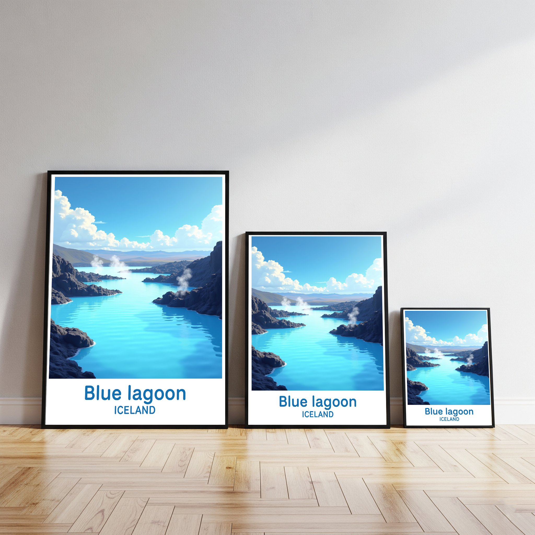 Digital art piece titled Blue Lagoon by Reflectionare featuring vibrant blue and turquoise aquatic scenery.