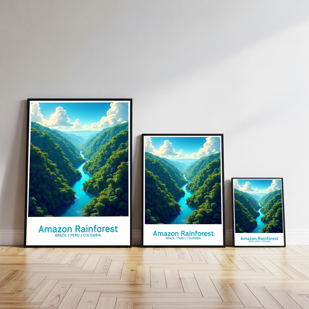 Digital art of the Amazon rainforest by Reflectionare showing lush green trees and vibrant tropical foliage.