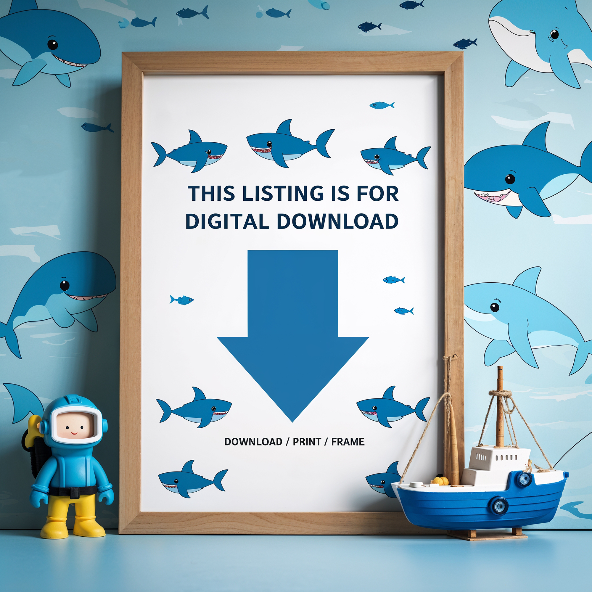Abstract Blue Whale Art Print | Digital Download