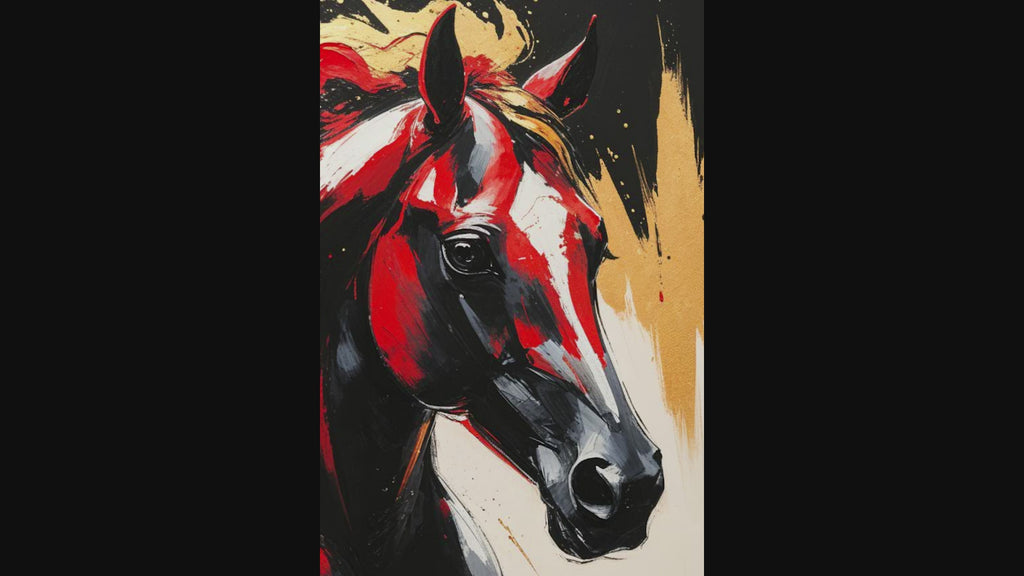 Abstract Red & Black Horse Wall Art | Digital Download