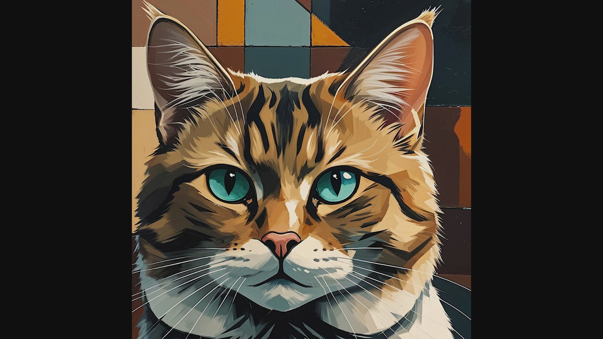 Cubist Tabby Cat Geometric Art Print