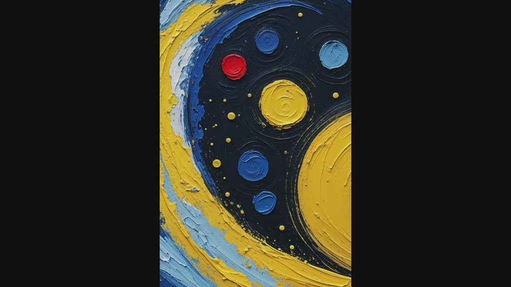 Abstract Cosmic Swirl Impasto Oil Painting Print – Celestial Textured Seascape Art