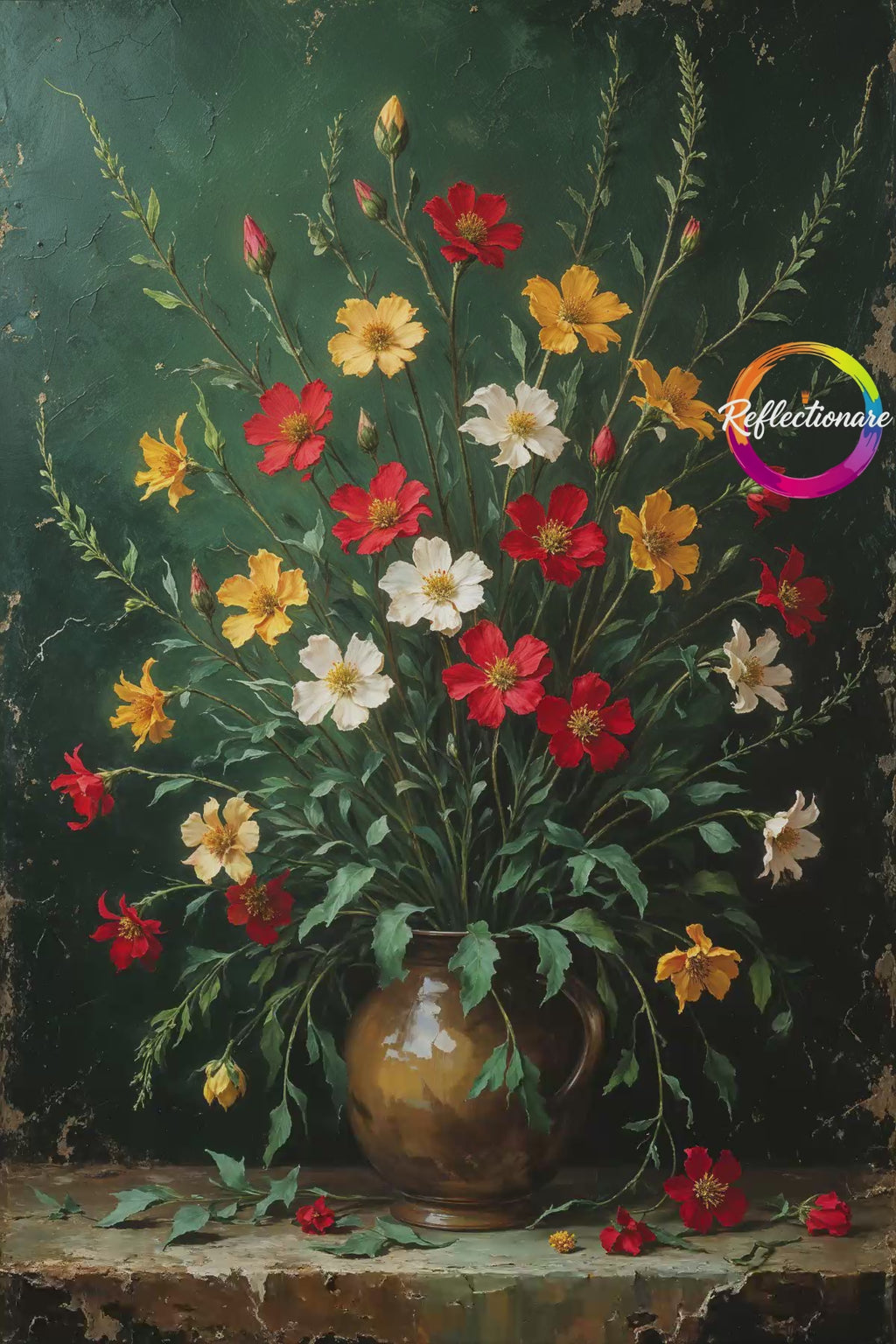 Vintage Floral Bouquet Art Print | Retro Flower Still Life Decor
