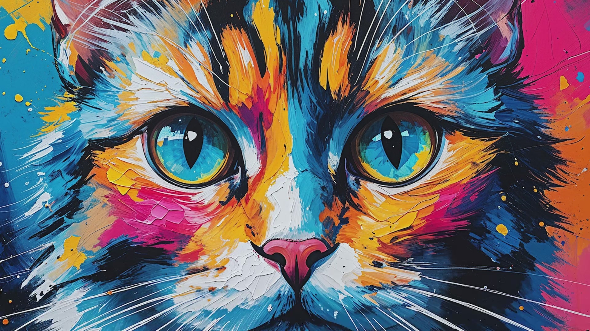 Abstract Calico Cat Portrait Art Poster