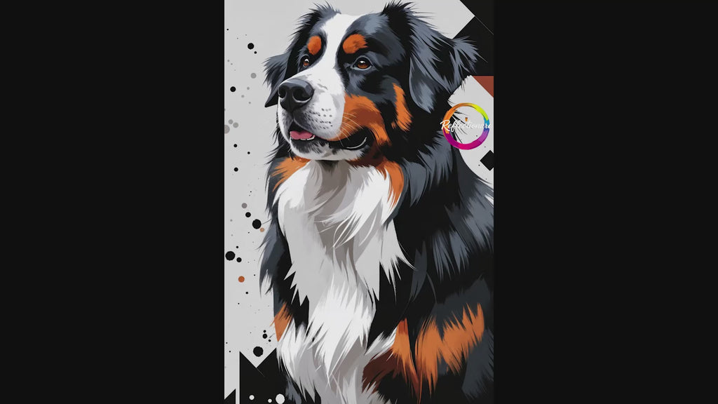 Geometric Bernese Mountain Dog Art Print - Digital Download
