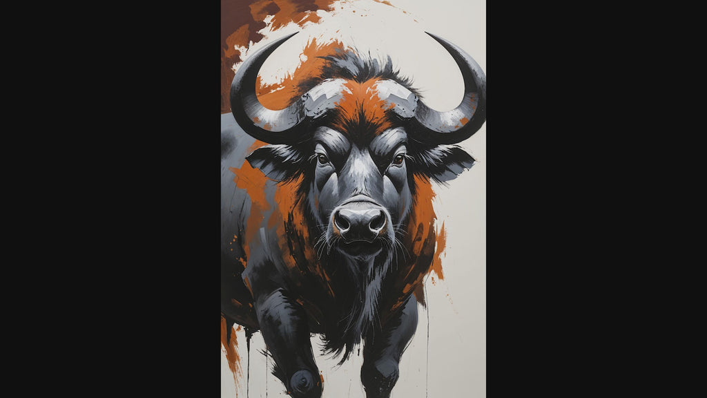 Abstract African Buffalo Digital Art Print | Modern Wildlife Wall Decor